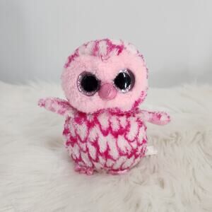 Ty Beanie Boos PINKY the Owl 6" Beanbag Plush Stuffed Animal Toy w/ Glitter Eyes